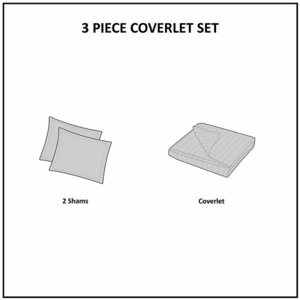 3-Piece Chenille Cotton Quilt Set with Shams - Picture 6 of 6